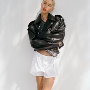 Zara Black Faux Leather Biker Jacket So Bad🫏 !